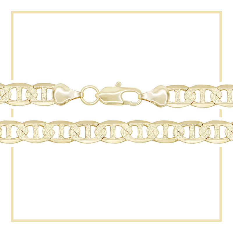 14K gold filled Mariner diamond-cut chain bracelet with lobster claw clasp, 8.5 inches, men's jewelry by JB Jewelry BLVD