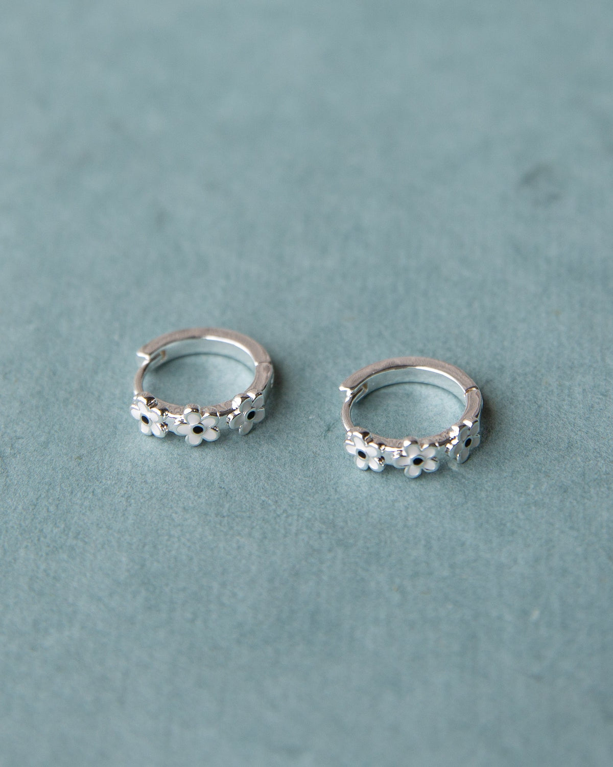 Silver In Bloom Huggie Hoop
