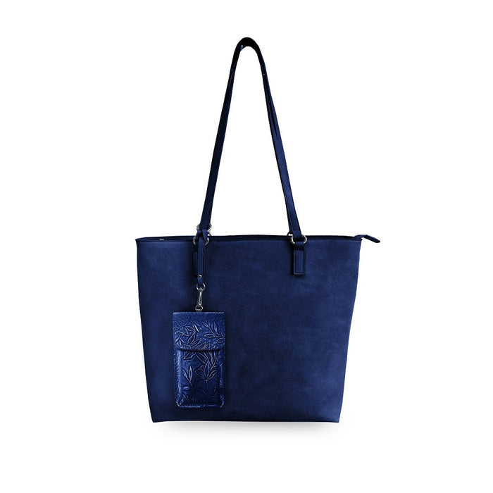 Navy Techy Tote Combo by SaveTheGirls, featuring a spacious tote bag with multiple compartments and sleek design.