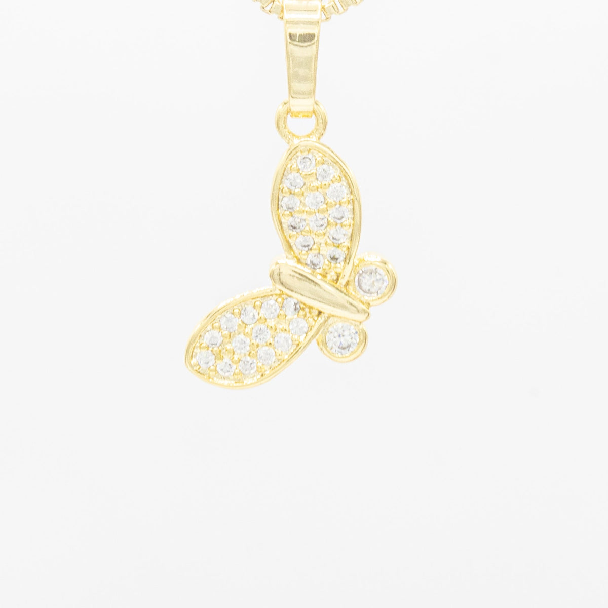 14K gold-filled butterfly pendant with cubic zirconia stones, elegant women's jewelry from JB Jewelry BLVD.