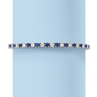 6.00 CTW Created White & Blue Sapphire Tennis Bracelet in 14K Gold Overlay – 7.25”