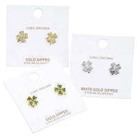 Cubic Zirconia Clover Stud Earrings