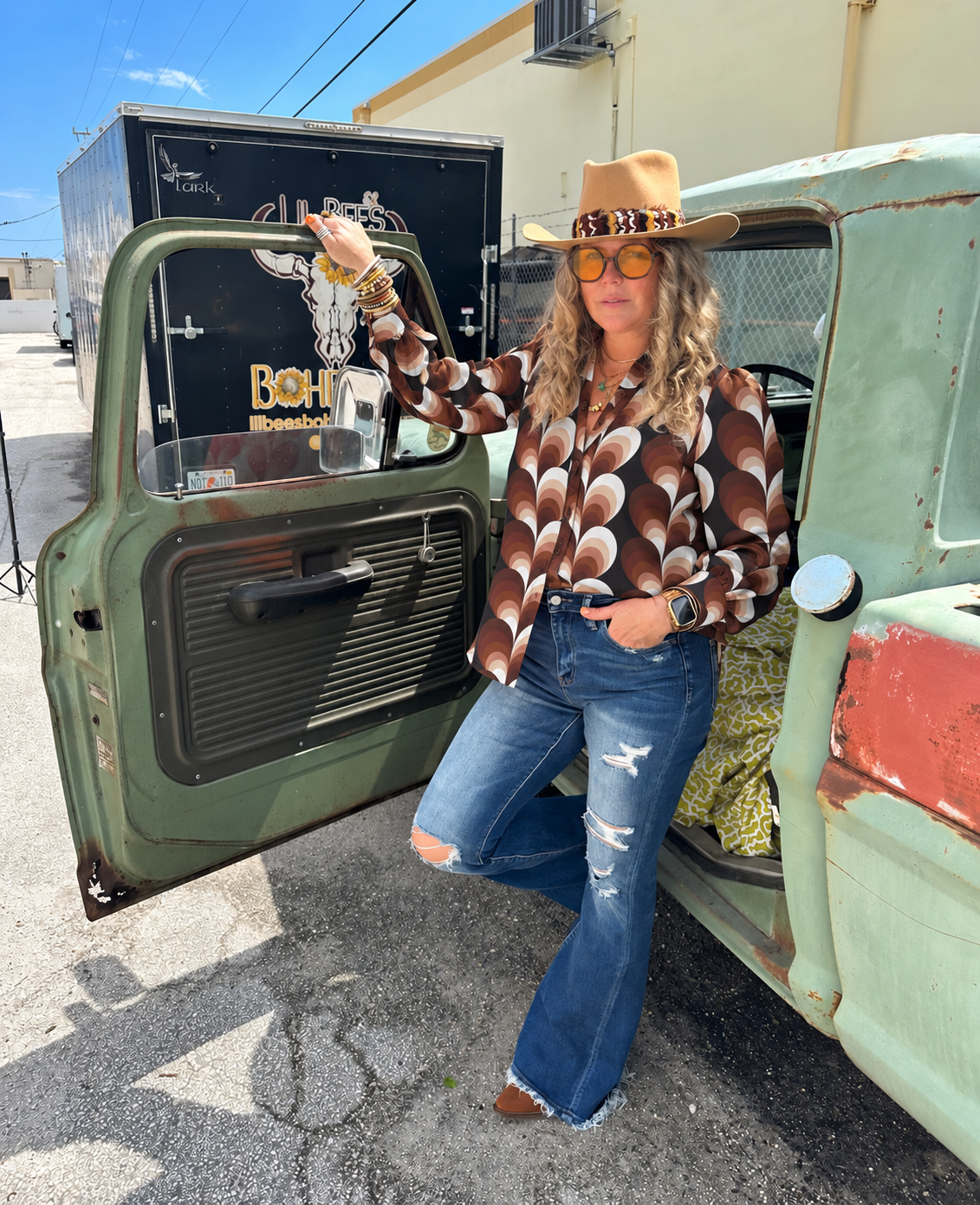 Love Calling Retro Heart Button Up Blouse