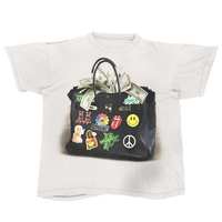 White Designer Bag Streetwear Tee Loose Fit T Shirt 190 GSM Cotton Heavyweight Premium