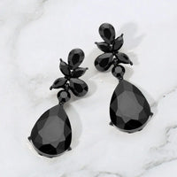 Teardrop Stone Dangle Evening Earrings