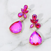 Teardrop Stone Dangle Evening Earrings