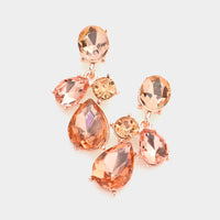 Multi Stone Link Dangle Evening Earrings