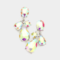 Multi Stone Link Dangle Evening Earrings