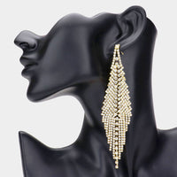 Crystal Rhinestone Fringe Evening Earrings