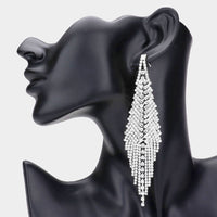 Crystal Rhinestone Fringe Evening Earrings