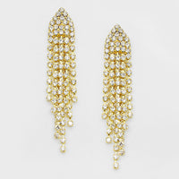 Crystal Rhinestone Fringe Evening Earrings