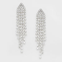 Crystal Rhinestone Fringe Evening Earrings