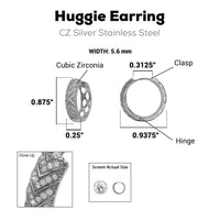 Stainless steel cubic zirconia huggie hoop earrings for women, hypoallergenic design, elegant cuff style by JB Jewelry BLVD