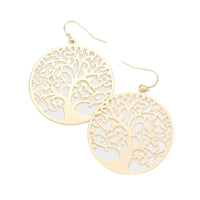 Filigree Metal Tree of Life Dangle Earrings