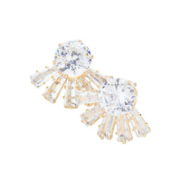 Round Stone Accented Stud Evening Earrings