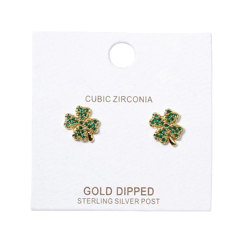 Cubic Zirconia Clover Stud Earrings