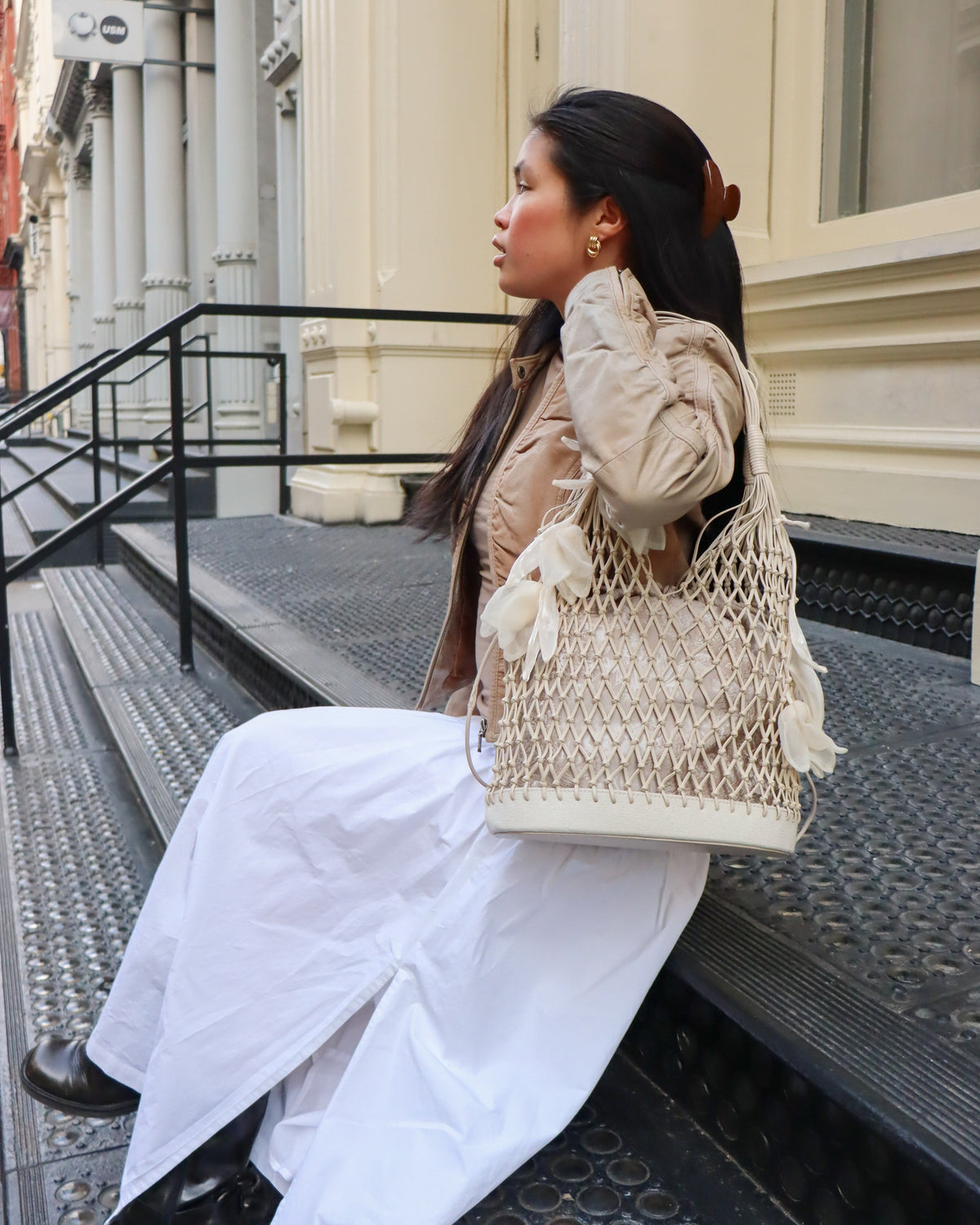Secret Garden Macramé Tote Bag with Removable Pouch