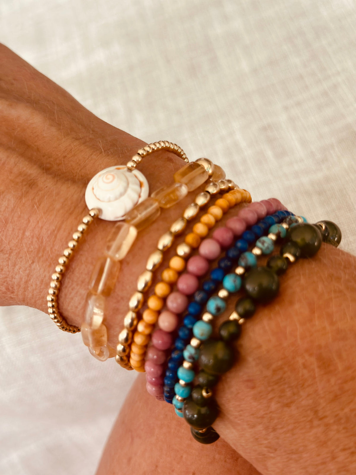 Dainty 14K Gold Filled + Sea Shell || Stretch Anklet or Bracelet
