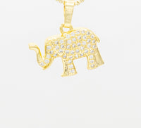 Elephant cubic zirconia pendant in 14K gold-filled jewelry for women, featuring detailed elephant design and sparkling stones.