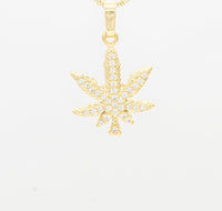 Gold-filled pendant featuring a cannabis leaf design with cubic zirconia accents, crafted by JB Jewelry BLVD.