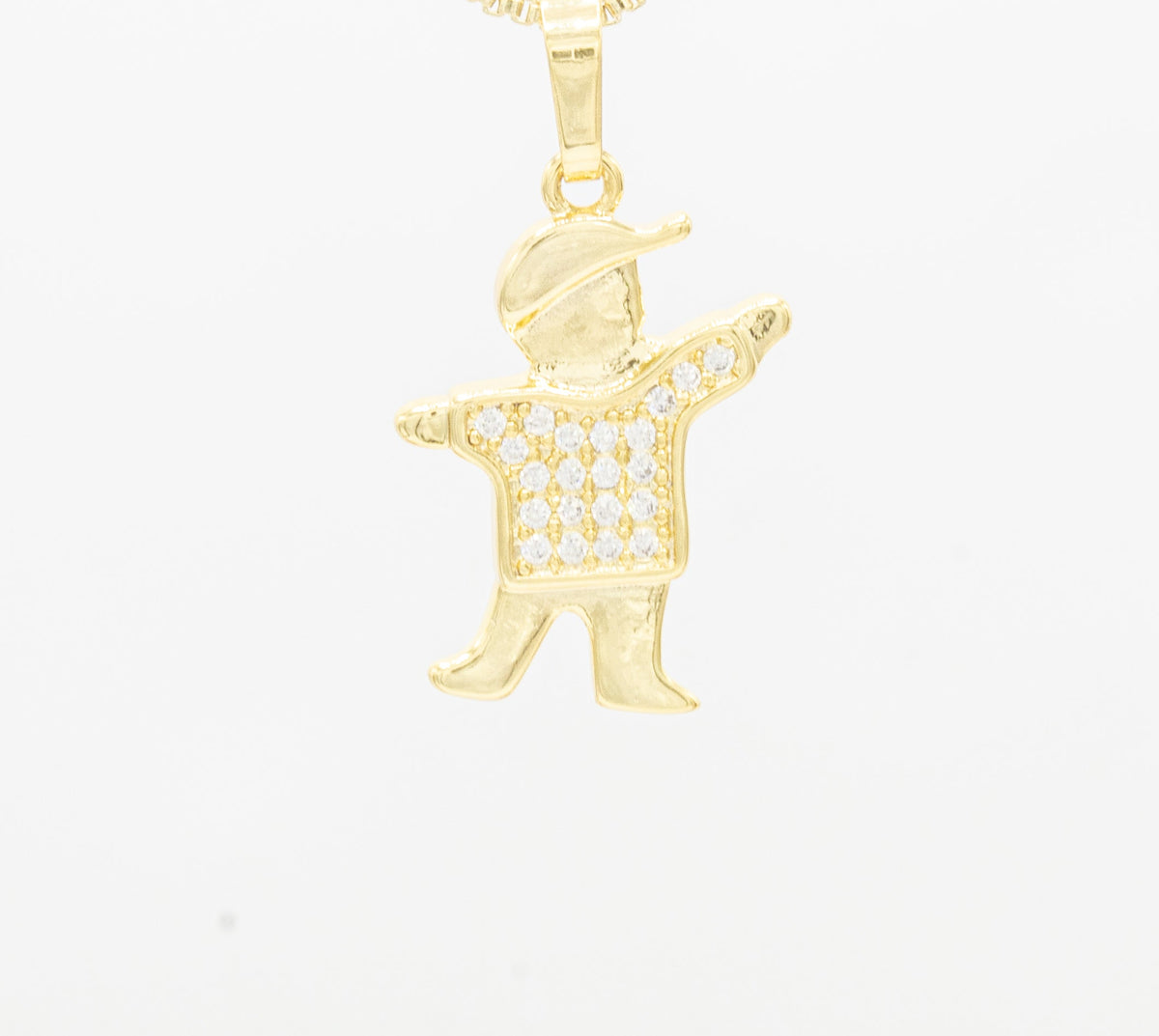Boy cubic zirconia pendant in 14K gold-filled jewelry, featuring sparkling stone and elegant design for women's fashion jewelry.