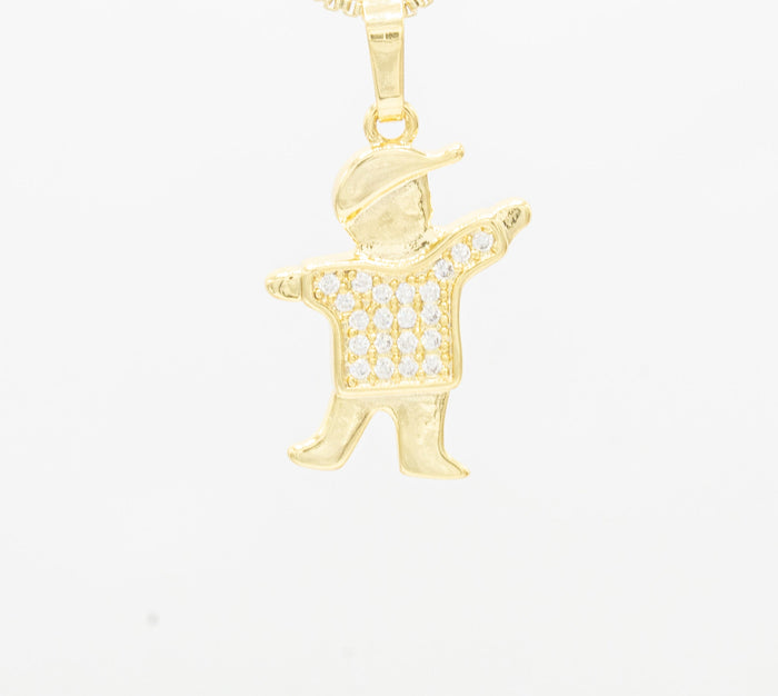 Boy cubic zirconia pendant in 14K gold-filled jewelry, featuring sparkling stone and elegant design for women's fashion jewelry.