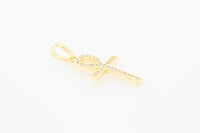 14K gold-filled Ankh cross pendant with cubic zirconia, jewelry for men and women, stylish religious jewelry from JB Jewelry BLVD