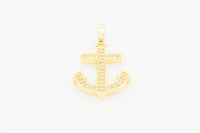 Anchor cross pendant with cubic zirconia stones in 14K gold-filled jewelry for men and women, featuring JB Jewelry BLVD design.