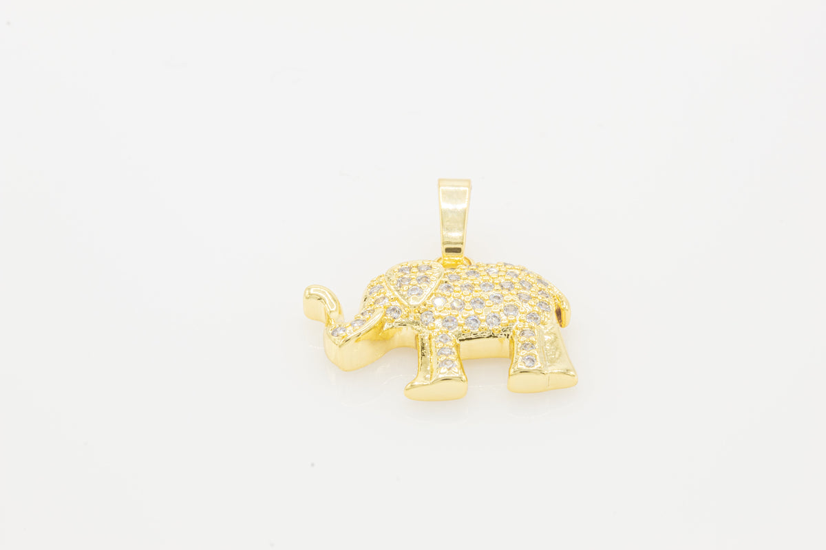 Elephant cubic zirconia pendant in 14K gold filled jewelry for women, showcasing detailed animal design and sparkling stones.