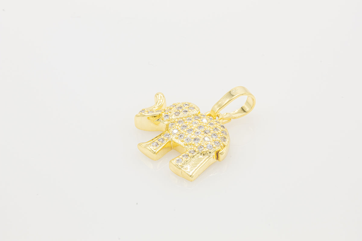 Elephant cubic zirconia pendant in 14K gold-filled jewelry for women, featuring a detailed animal design.