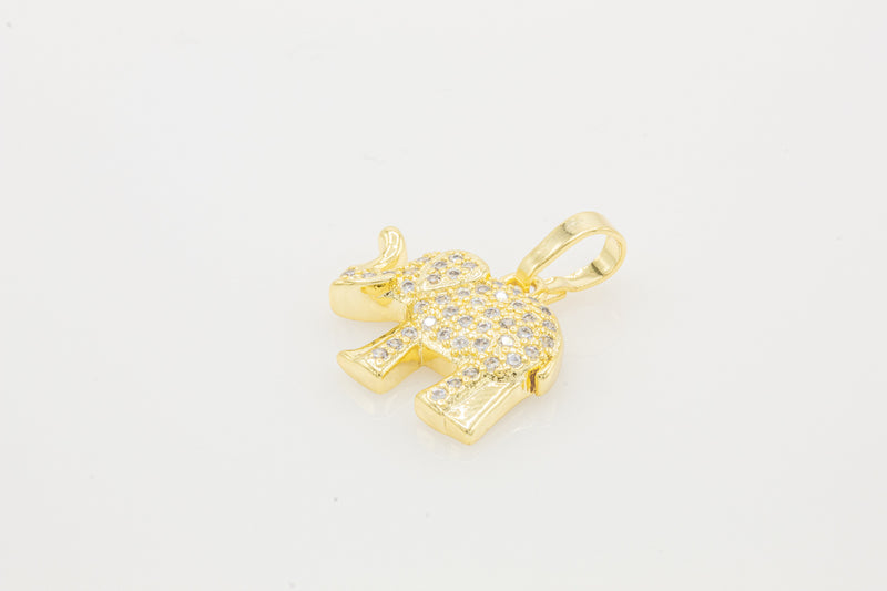 Elephant cubic zirconia pendant in 14K gold-filled jewelry for women, featuring a detailed animal design.