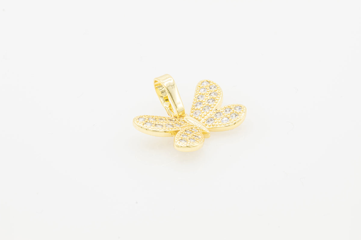 14K gold-filled butterfly pendant with sparkling cubic zirconia stones, elegant women's jewelry by JB Jewelry BLVD.