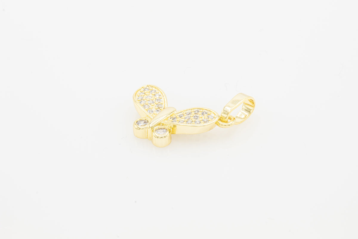 14K gold-filled butterfly pendant with cubic zirconia stones, elegant women's jewelry by JB Jewelry BLVD.