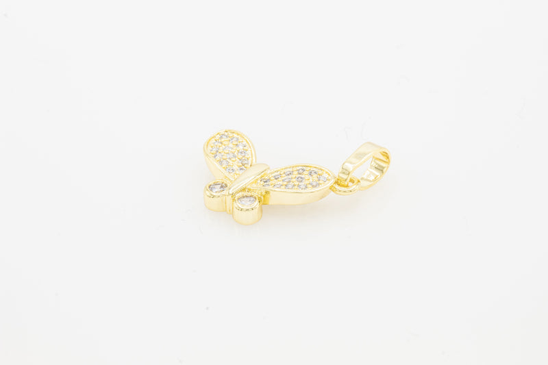 14K gold-filled butterfly pendant with cubic zirconia stones, elegant women's jewelry by JB Jewelry BLVD.