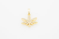 14K gold filled cannabis leaf pendant with cubic zirconia stones, women's fashion jewelry by JB Jewelry BLVD.