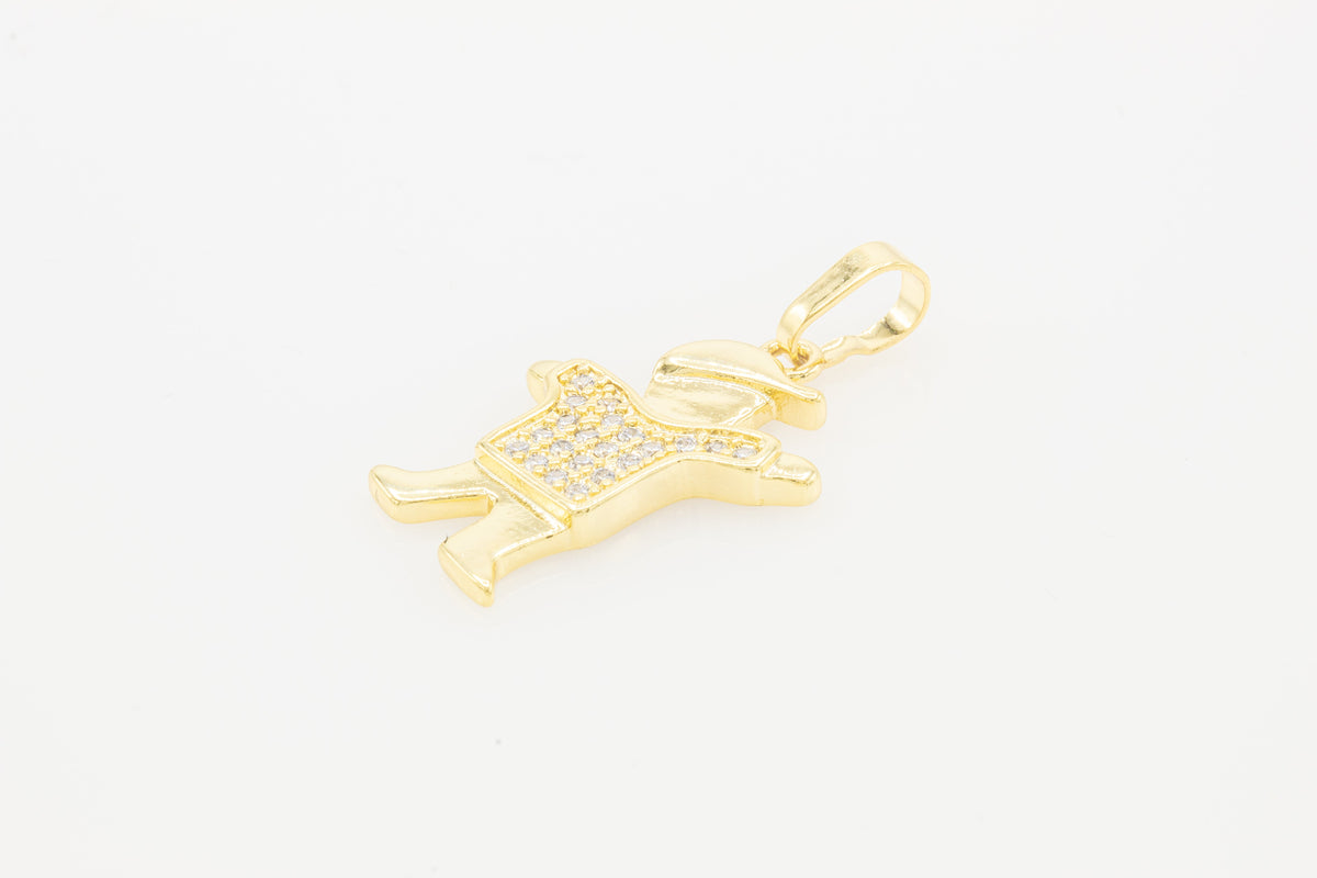 Boy cubic zirconia pendant in 14K gold-filled jewelry, featuring a sparkling stone and delicate chain, designed for women's fashion.