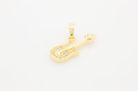 14K gold-filled guitar-shaped cubic zirconia pendant for women, stylish jewelry accessory from JB Jewelry BLVD.