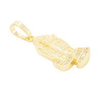 Folded praying hands pendant with cubic zirconia accents in 14K gold-filled jewelry, designed for women.