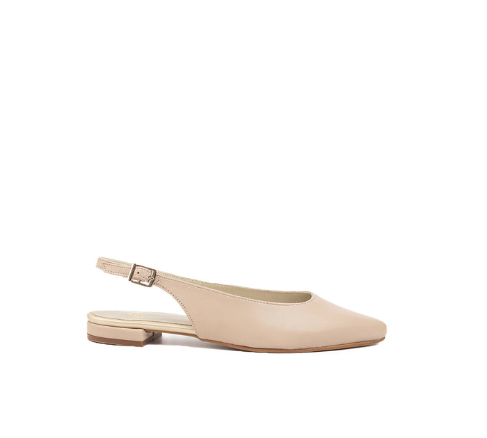 Charlotte Light Beige handmade shoes by Menina Step, showcasing soft beige leather with detailed stitching and elegant design.