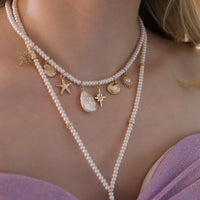 Eternal Afterglow Pearl Seashell Necklace Set