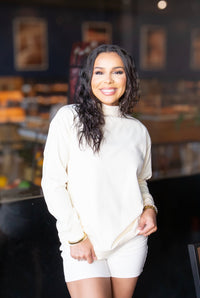 Mock Neck Sweatshirt, Ivory