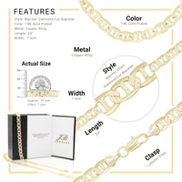 14K gold filled Mariner diamond-cut chain bracelet with lobster claw clasp, 8.5 inches, jewelry gift for men by JB Jewelry BLVD.