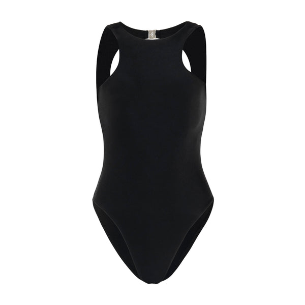 The Jupiter Open-back Recycled One-piece Swimsuit in Black