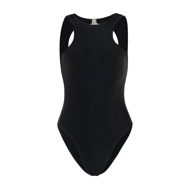 The Jupiter Open-back Recycled One-piece Swimsuit in Black