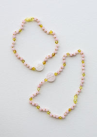 Rose Quartz + Honey Baltic Sea Amber || Rose Quartz Stone Necklace