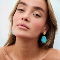 Blue Natalia Drop Earrings by Mignonne Gavigan featuring elegant, dangling earring design with vibrant blue accents.