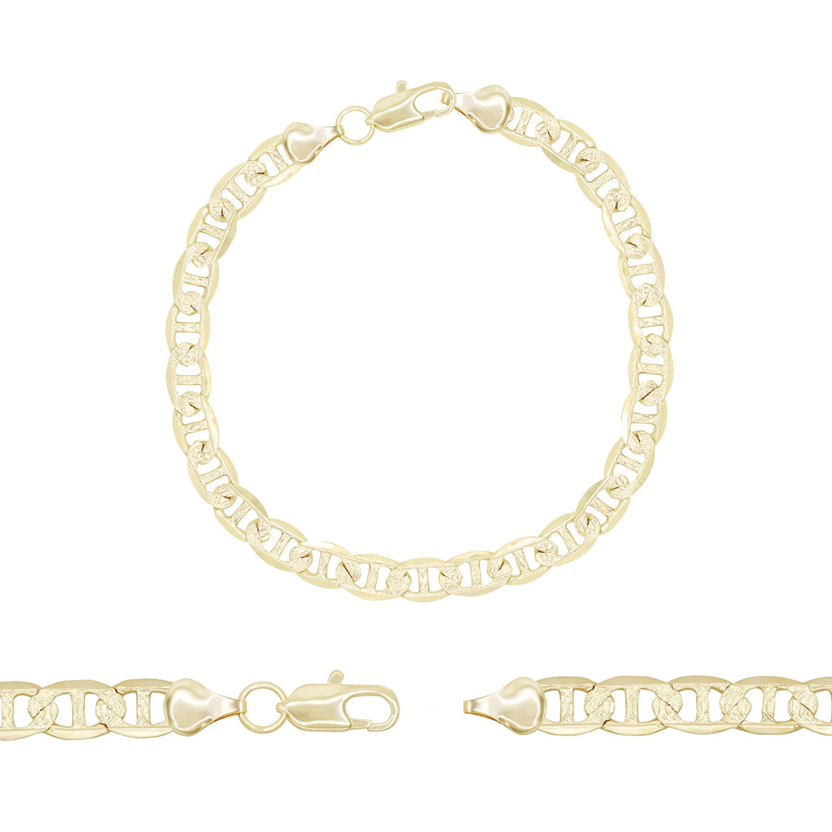 14K gold-filled Mariner diamond-cut chain bracelet, 8.5 inches with lobster claw clasp, men's jewelry by JB Jewelry BLVD