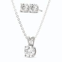 3CTW Moissanite Stud Earrings & Pendant Necklace Set in 14K White Gold Overlay