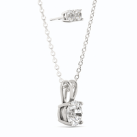 3CTW Moissanite Stud Earrings & Pendant Necklace Set in 14K White Gold Overlay
