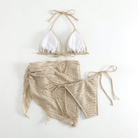 Swimsuit Bikini Separate Solid Color Sexy Bikini Three Piece Set